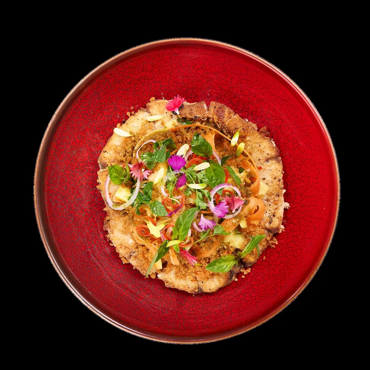 Món tròn được đặt ở tâm, phù hợp với ô menu hoặc bài đăng giới thiệu món.